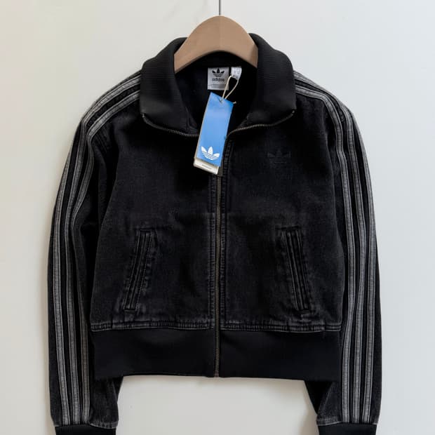 새상품 Adidas 아디다스 파이어버드로고 크롭 데님 트랙자켓