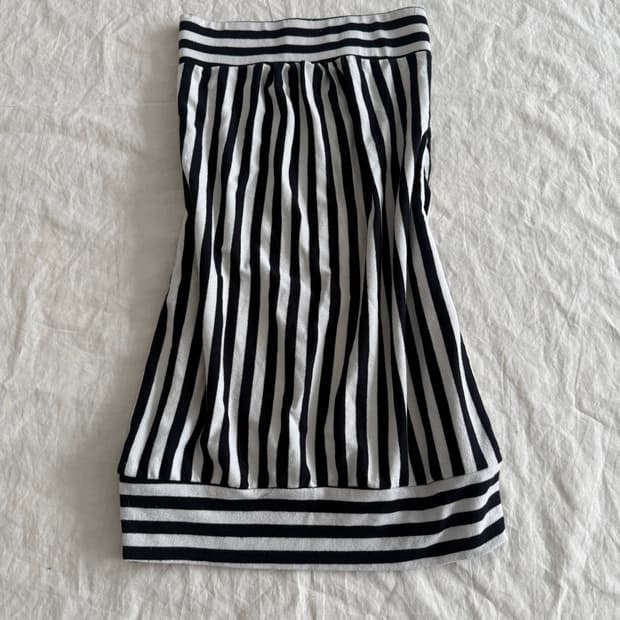 스트라이프 긱시크 갸루 튜브탑 미니원피스 