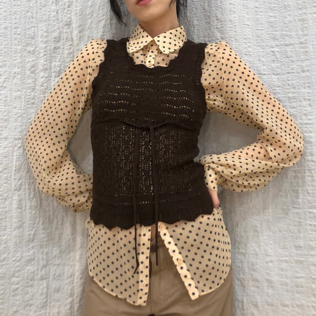 Yellow beige sheer blouse