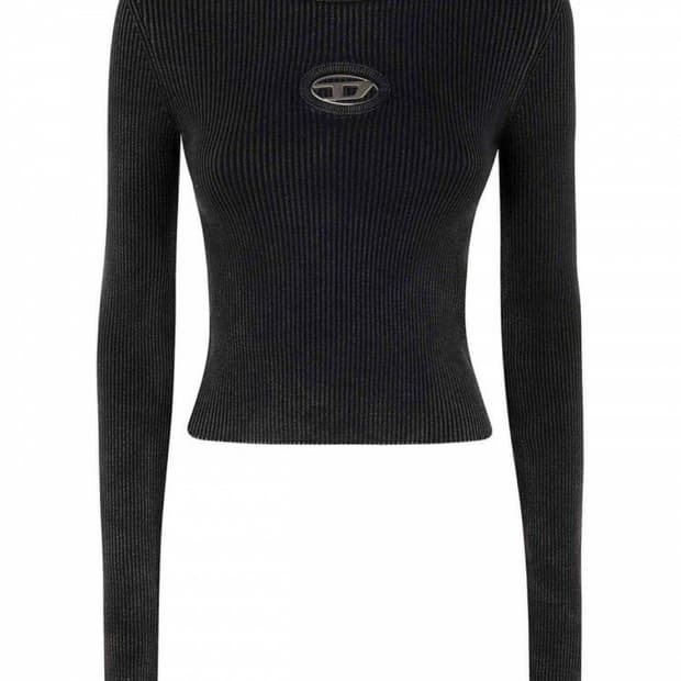 디젤 정품 M-앵커-A 크롭 점퍼 컷아웃 로고 블랙