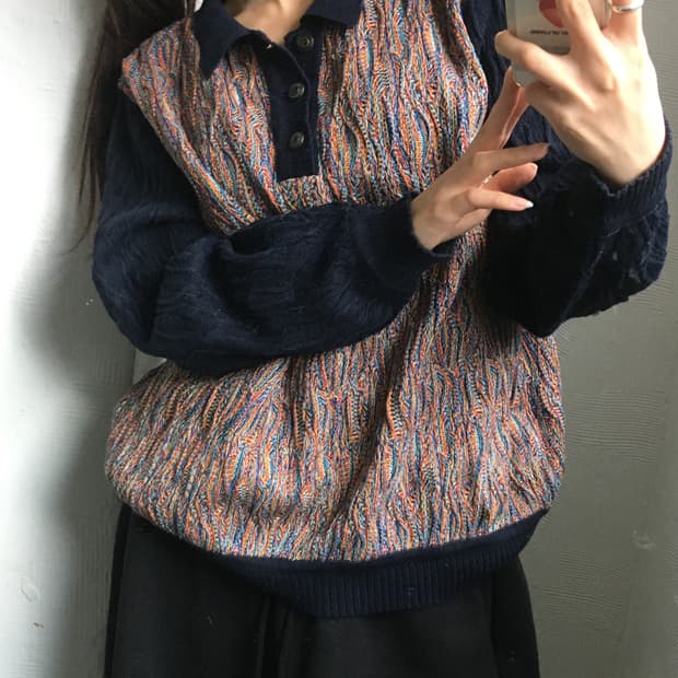 Coogi 쿠지 3D 케이블 카라 니트