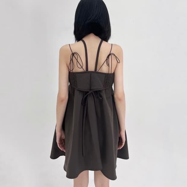 울리카 상투스 스모킹 2way드레스 스커트 브라운