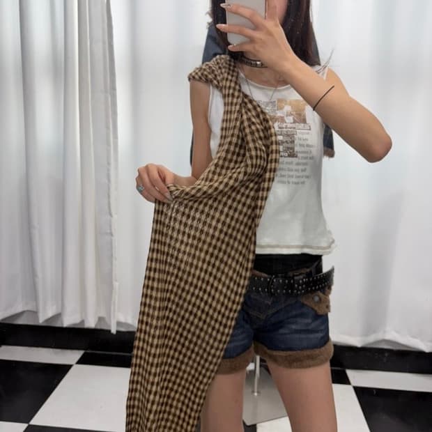 🎸브라운 체크 머플러🎸