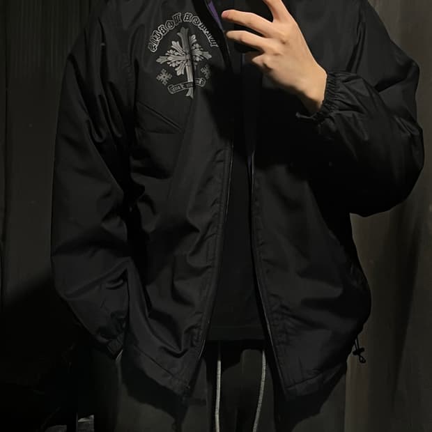 빈티지 JP 블랙 십자가 스펠아웃 프린팅 펑크 이너플리스 바람막이 M