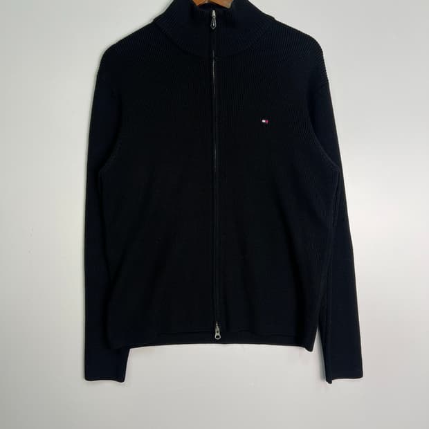 TOMMYHILFIGER 블랙 니트집업