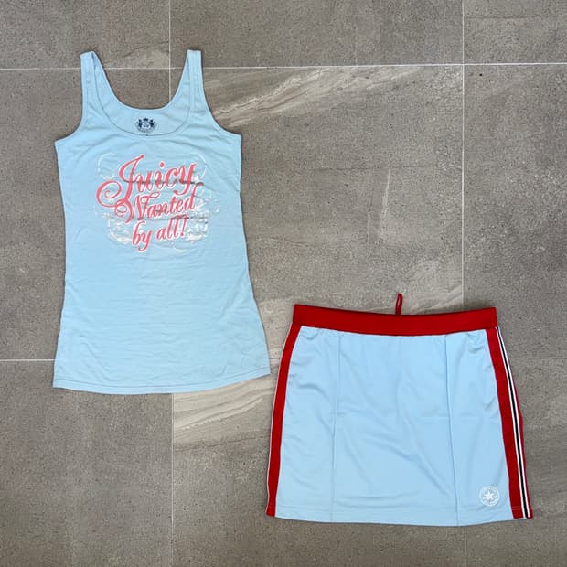 Juicy Couture pink blue lettering 슬리브리스