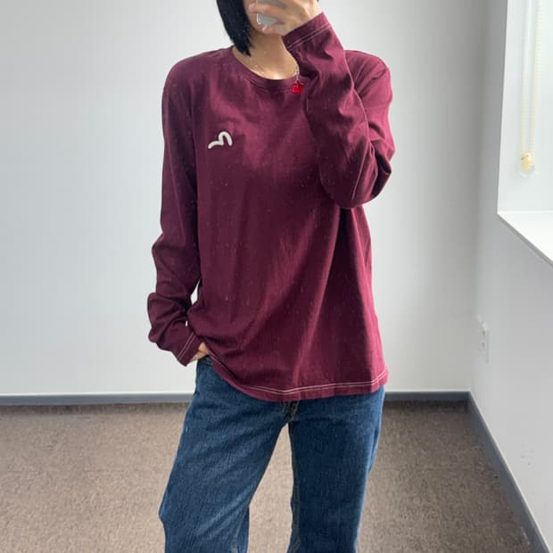 Evisu 에비수 버건디 백 프린팅 롱슬리브