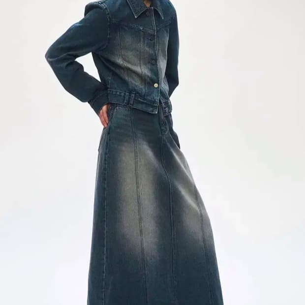 트리밍버드 Incision Denim Set-up Skirt 1