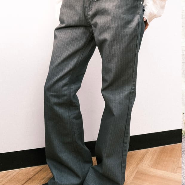 스트라이프 부츠컷 팬츠