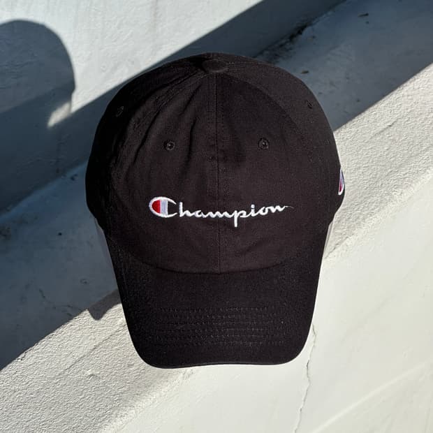 [F] 챔피온 로고 블랙 볼캡 모자