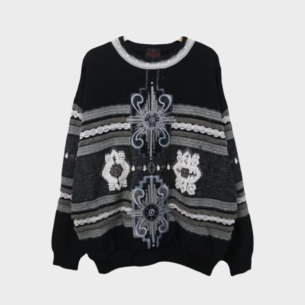 SANTAFE  울 혼방 자수 포인트 니트 64274