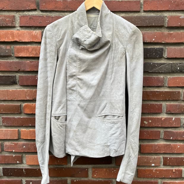 릭오웬스 사선 양가죽 자켓