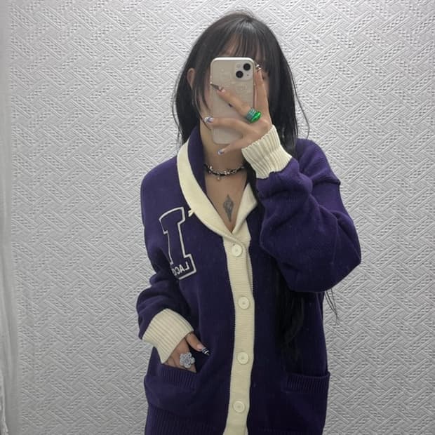 라코스테 숄카라 빅로고 울 니트 가디건 100 C06056