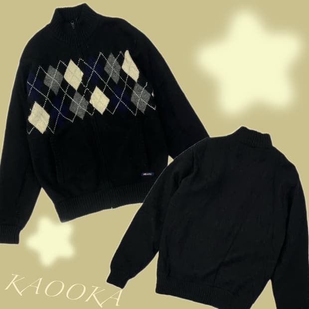 🇺🇸cosby 아가일 패턴 블랙 집업 가디건🇺🇸 빈티지 사와코