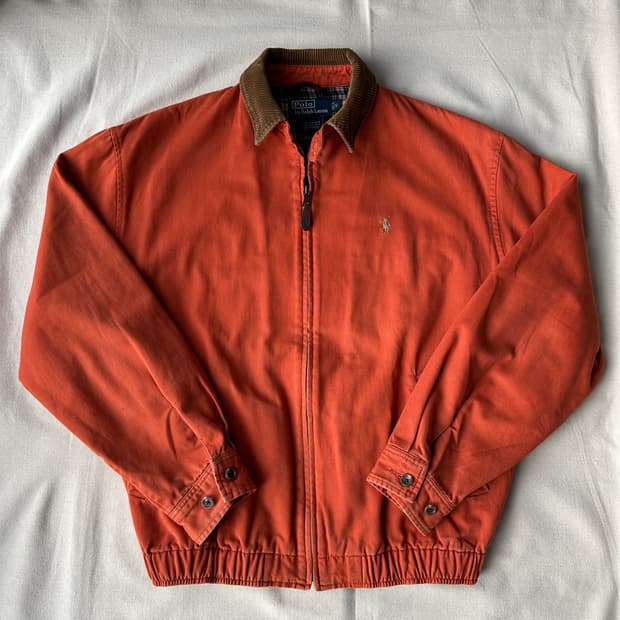 90s 폴로 해링턴 자켓 (100 / 오렌지 / 코듀로이 카라)