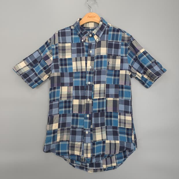 랄프 로렌 Ralph Lauren 커스텀핏 패치워크 체크 반팔셔츠 M