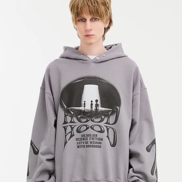후드후드 에일리언 아트웍 후드 그레이
