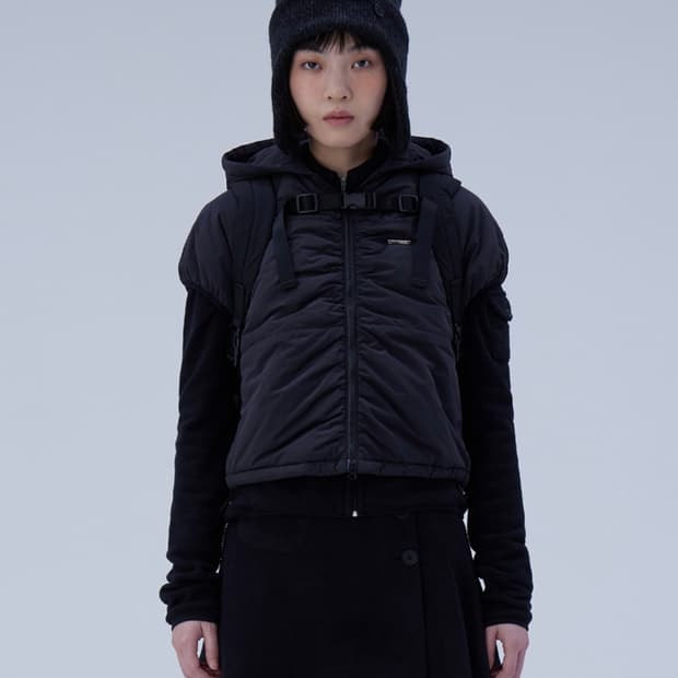 미세키서울 후드 셔링 패딩