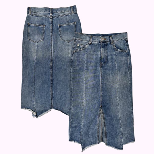 cut-off pannel denim skirt