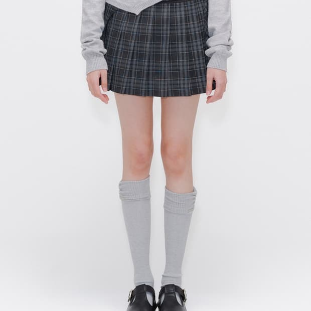 [1] 미세키서울 포켓 레이어드 체크 스커트 블랙