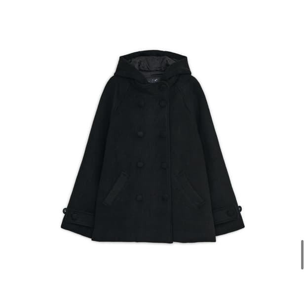 허그유어스킨 후디드 하프 코트 블랙 후드하프코트