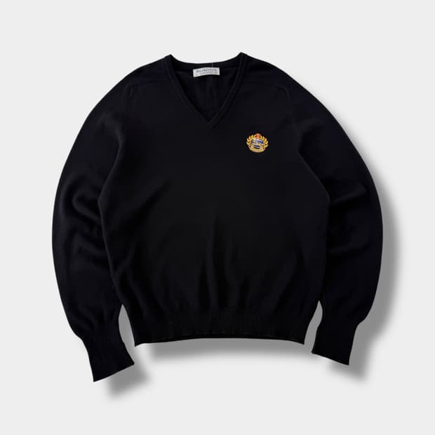 버버리 루즈핏 90‘s 램스울 크레스트로고 블랙 울 니트