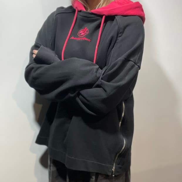 Juun.J 블랙 레드 후드