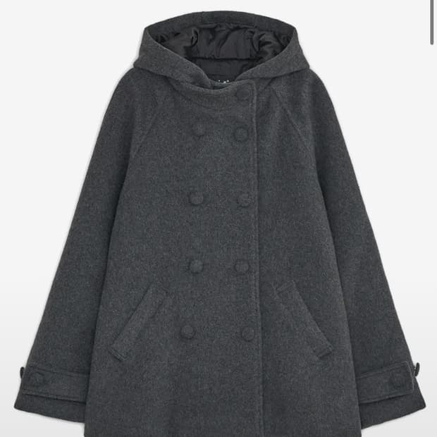 (새상품)허그유어스킨 후드 하프코트 차콜