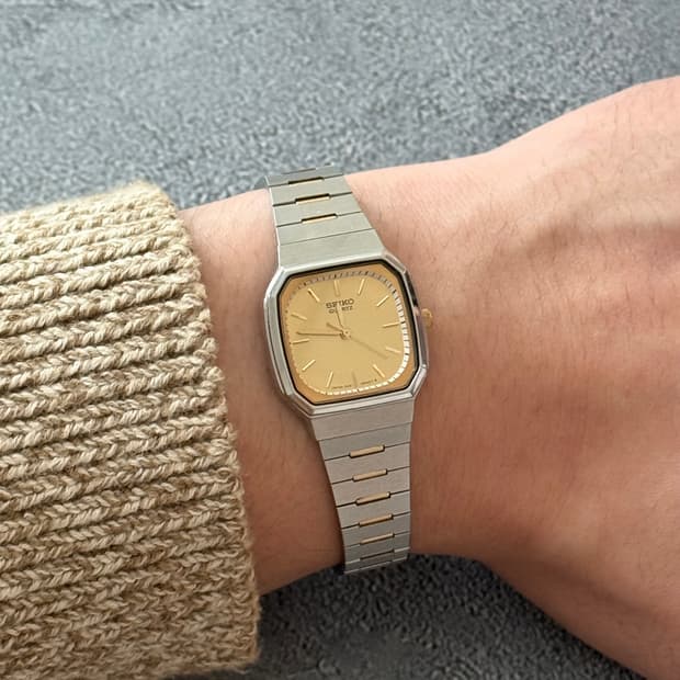 세이코 Seiko 스퀘어 쿼츠 콤비