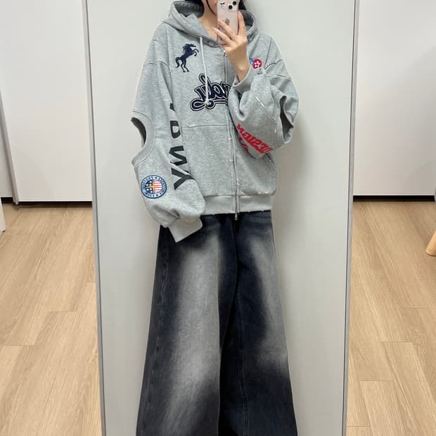 (새상품) 프로토콜 인덱스 x 반디 더 핑크 리컨스트럭티드 후드집업