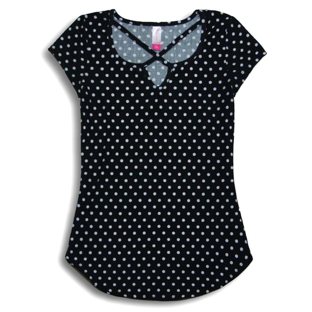 Polka Dot Curved Hem top