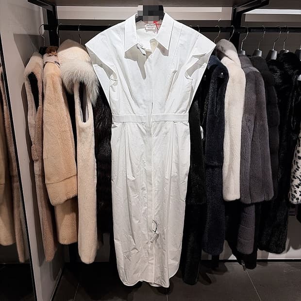 (정품/새상품) 알렉산더 맥퀸 여성 화이트 포플린 펜슬 셔츠 드레스