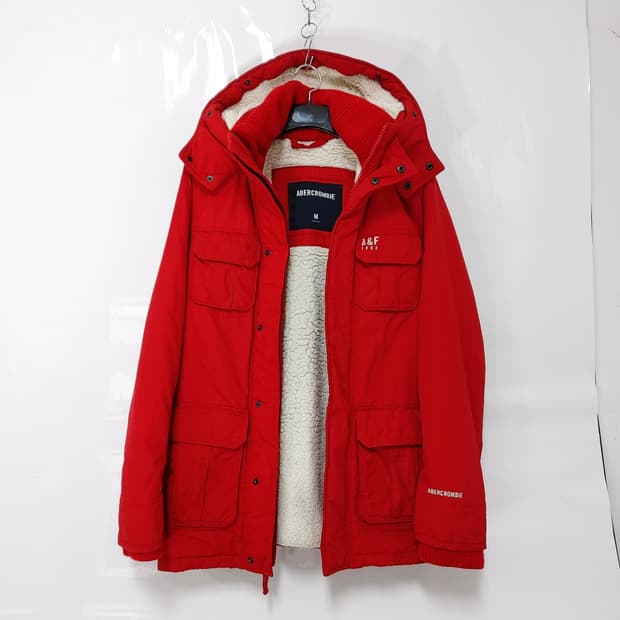 ABERCROMBIE 아베크롬비 찐레드 야상형 후드 파카