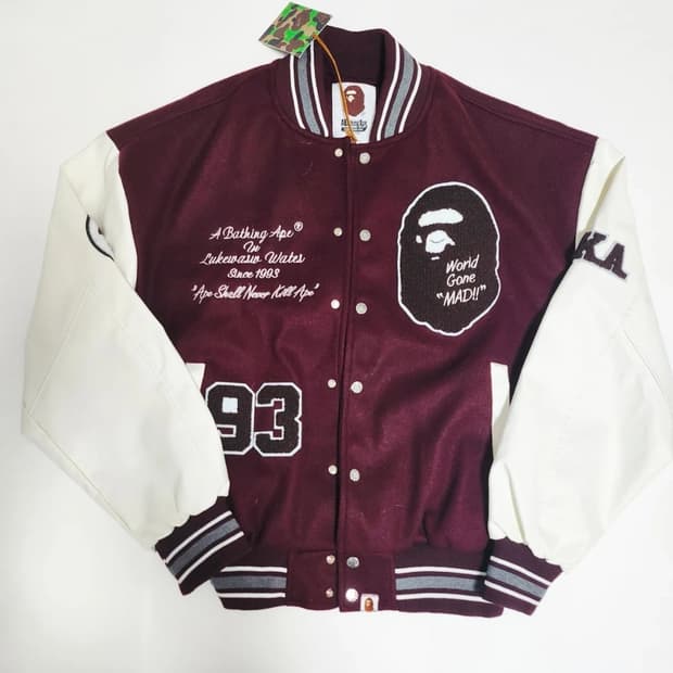 베이프 바시티자켓 버건디