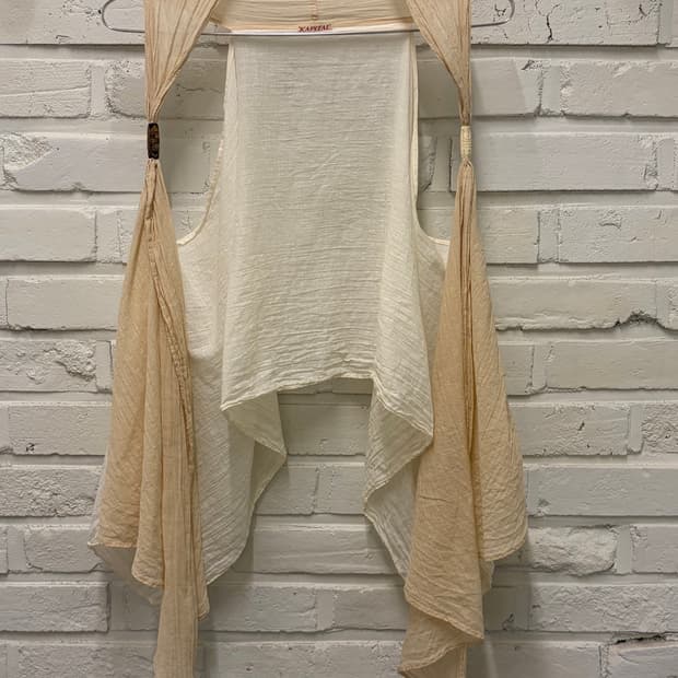 kapital vest 크링클 거즈 우드비즈 드레이프 롱베스트 가디건