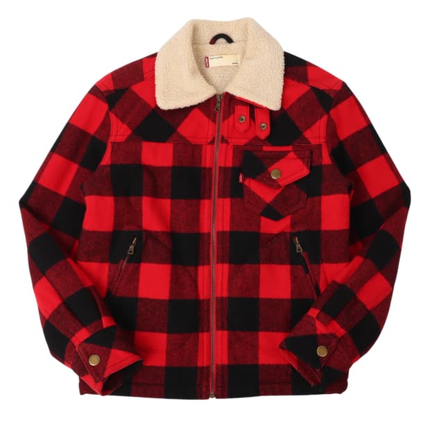 리바이스 타탄 체크 쉐르파 트러커 자켓