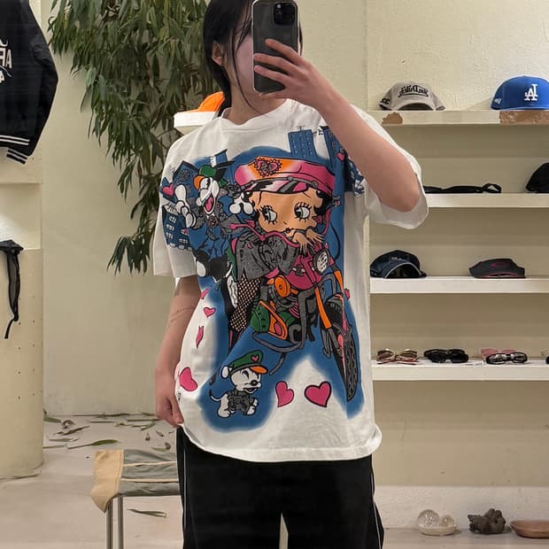 프리즈 베티붑 바이커 그래픽 빈티지 반팔 티셔츠 U409