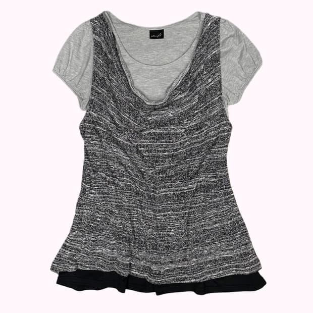 drape knit layered flare top