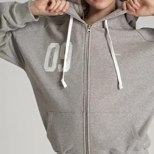 (새상품)클리시어 09 넘버링 후드집업 그레이