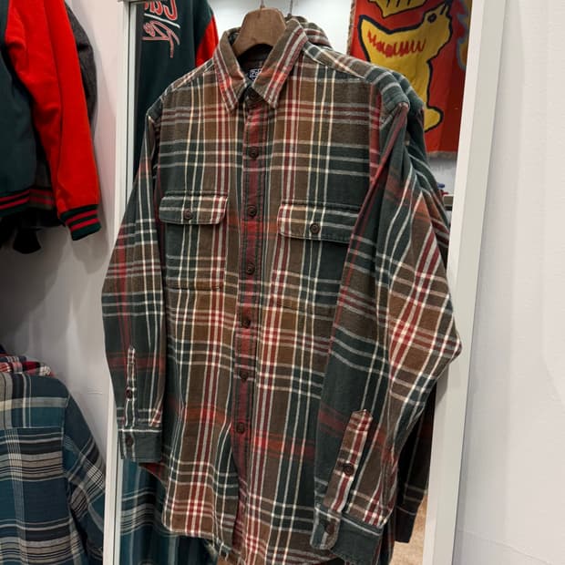 90-00s Polo RL 폴로 랄프로렌 코튼 플란넬 투포켓 체크 셔츠