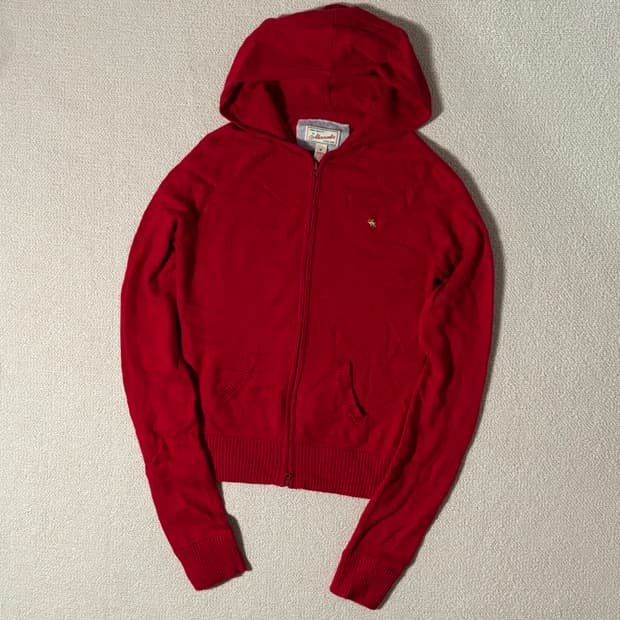 빈티지 아베크롬비 레드 딱붙 니트집업