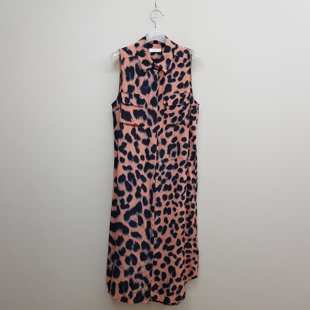 EQUIPMENT 이큅먼트 실크 레오파드 슬리브리스 원피스 M사이즈