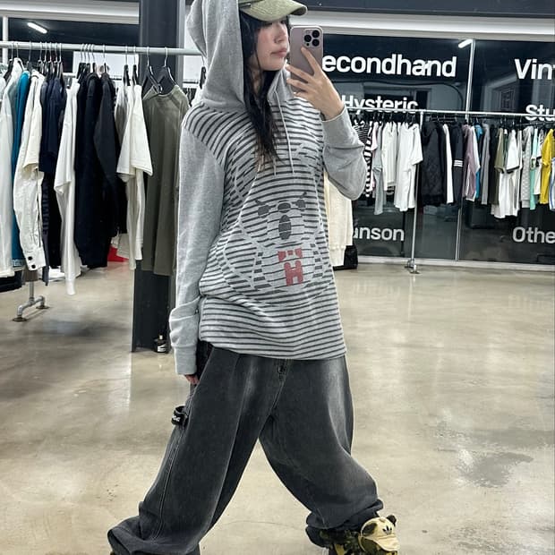 Hysteric Glamour 퍽베어 스트라이프 후드 원피스