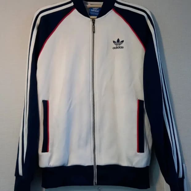 아디다스 화이트 네이비 트랙탑 저지 져지집업 100/L