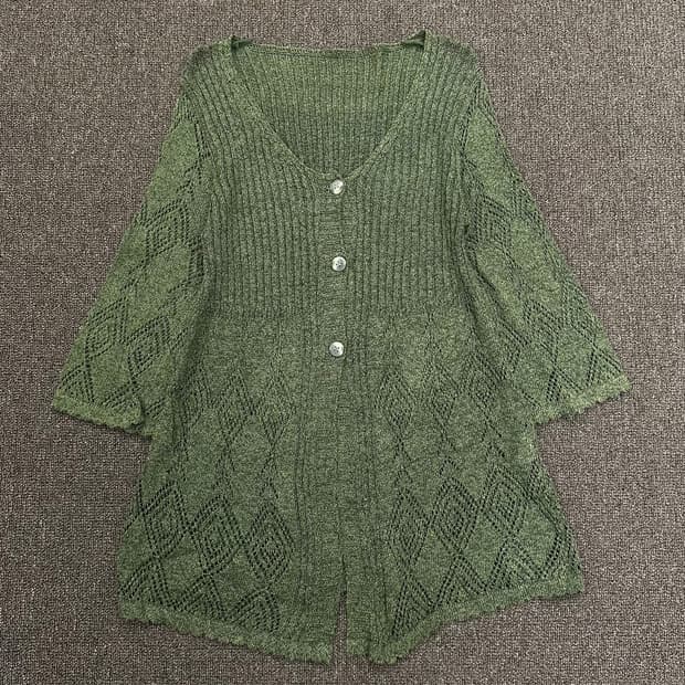 38)Japanese vintage 딥그린 니트 가디건