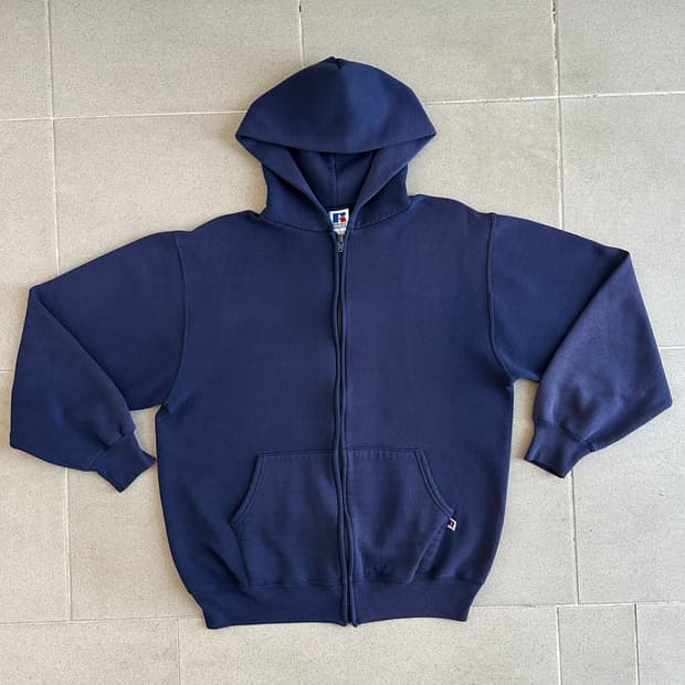 90s 빈티지 러셀 후드집업 네이비 L USA