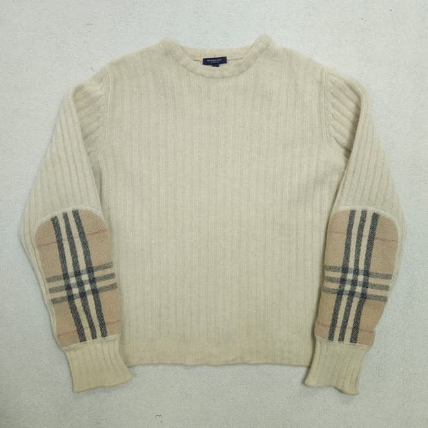 버버리 엘보 패치 메리노울 니트 L