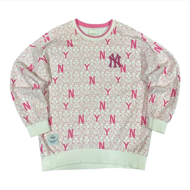 (바배) MLB 모노그램 스타 핑크 오버핏 맨투맨