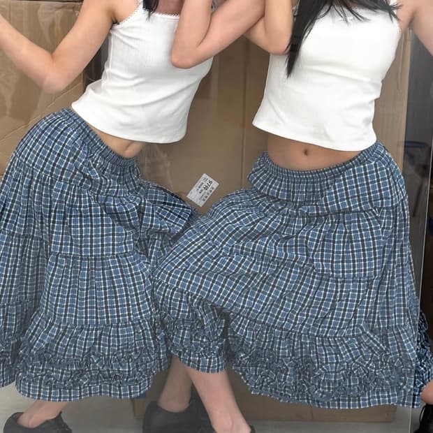 플리즈프로젝트 체크 프릴 스커트