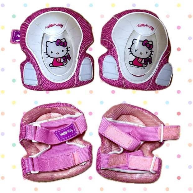 빈티지 고전 헬로키티 롤러스케이트 보호장비 세트